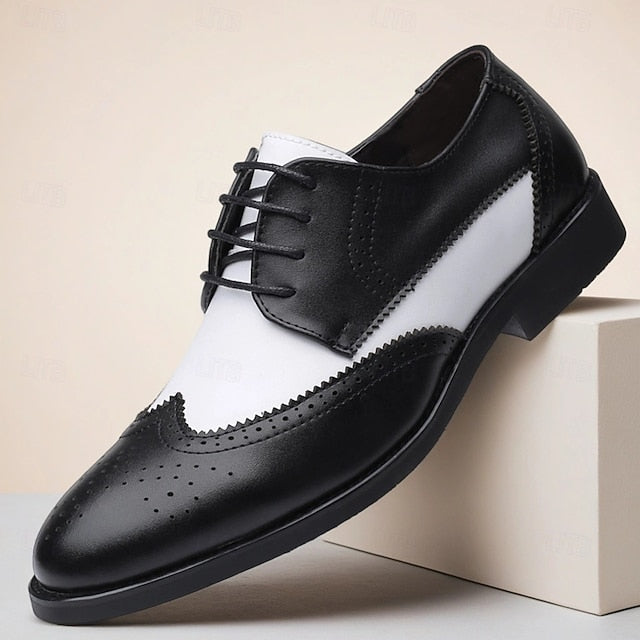 Shoes with Brogue and Men's White Black Oxford