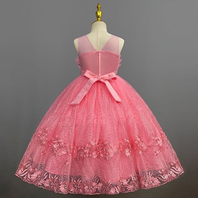 Kids Dress Flower Solid Girls' Girl Colored