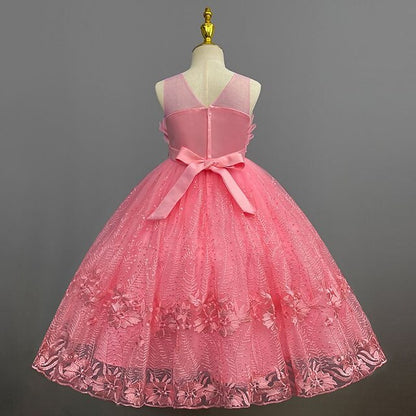 Kids Dress Flower Solid Girls' Girl Colored