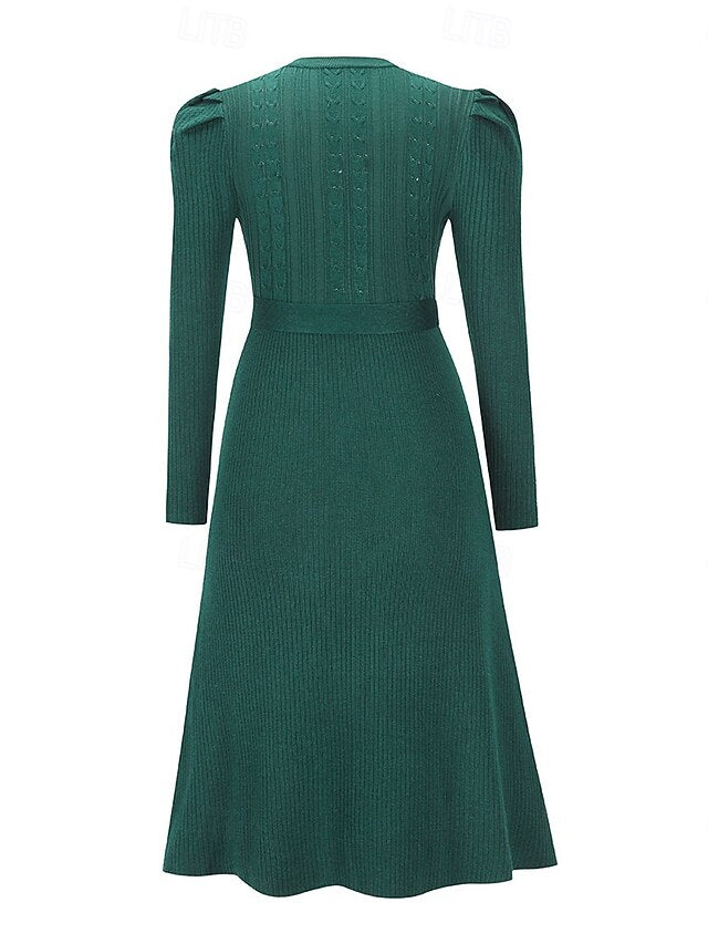 Women's Sweater Dress Fashion Elegant Dress Solid Color