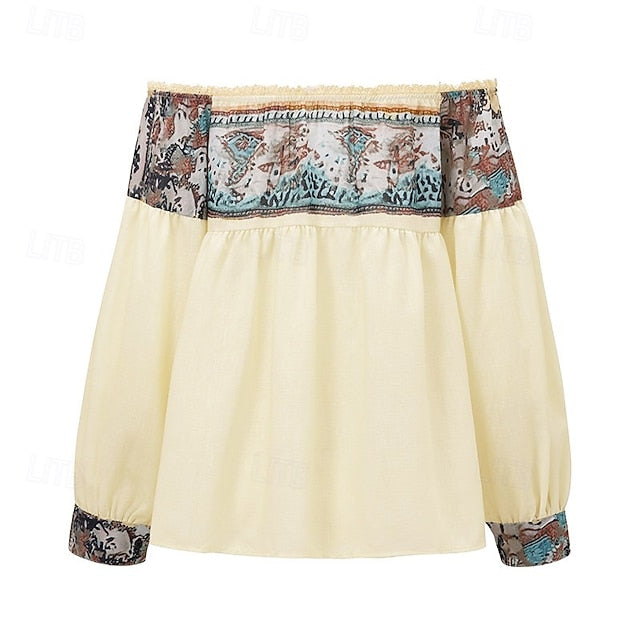 Women's Western Blouse Boho Shirt Blouse Print Flower