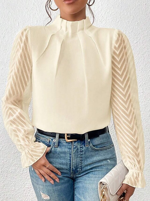 Women's Shirt Blouse Patchwork Plain Modern Casual Long