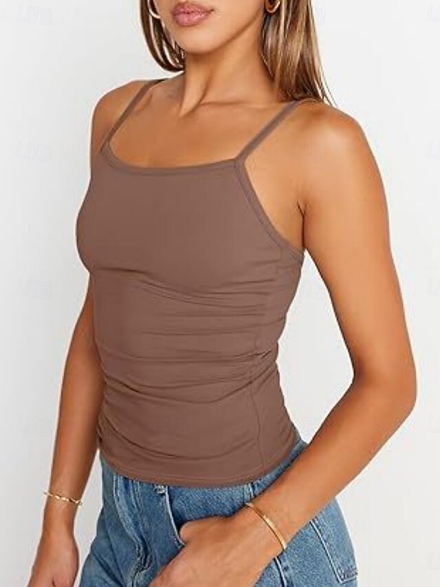 Women's Tank Top Sleeveless Shirt Tee Top Solid Color