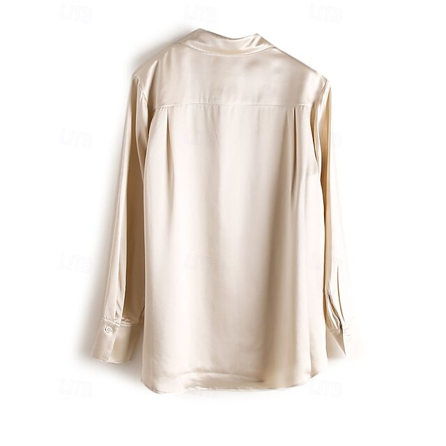 Buttons Top Shirt Women's Plain Satin Silk Elegant