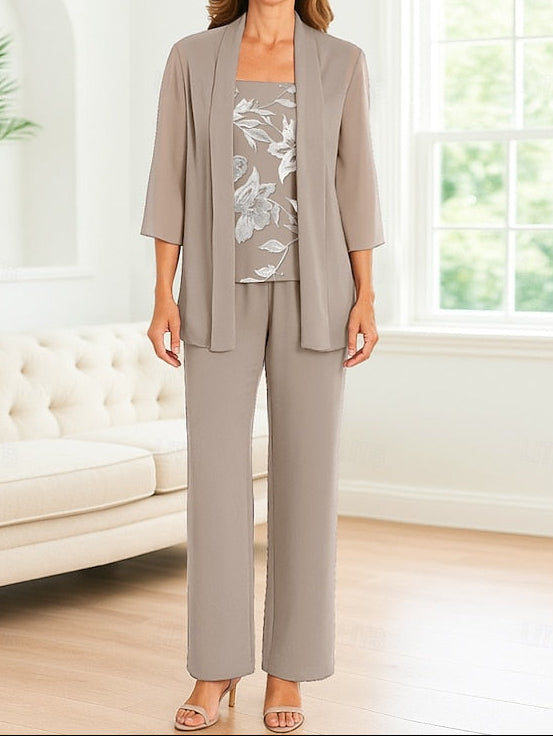 Elegant Pantsuit the Piece Bride Simple 3 Dress of Mother