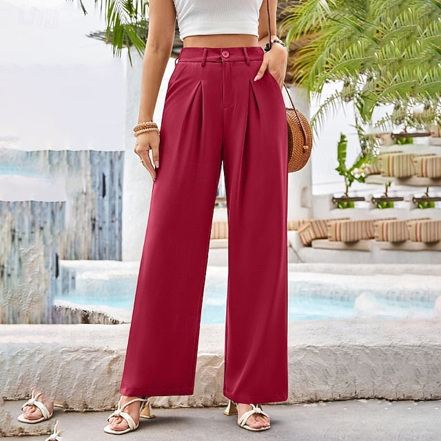 Women's Wide Leg Slacks Streetwear Casual Full Length