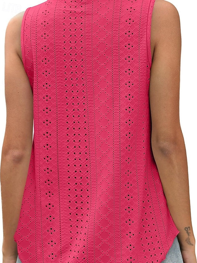 Women's Summer Tops Blouse Eyelet top Dressy Tops Ruched