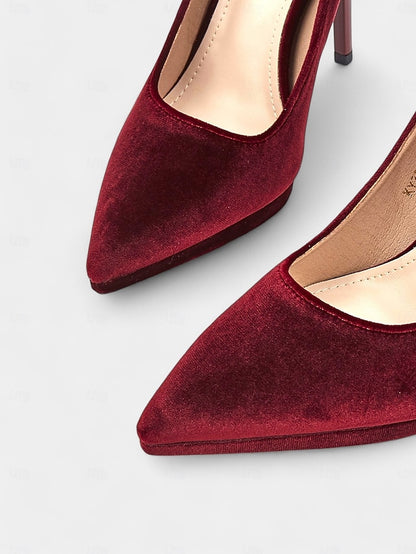 Pumps with Women's Burgundy and Stiletto Heel Velvet