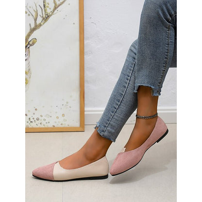 Two-Tone Pointed Toe Slip-On Flats Elegant Women's –