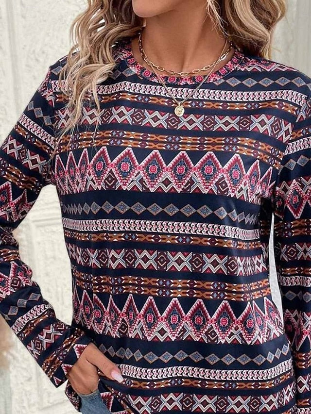 Women's T shirt Long Sleeve Crew Neck Long Sleeve Tunic