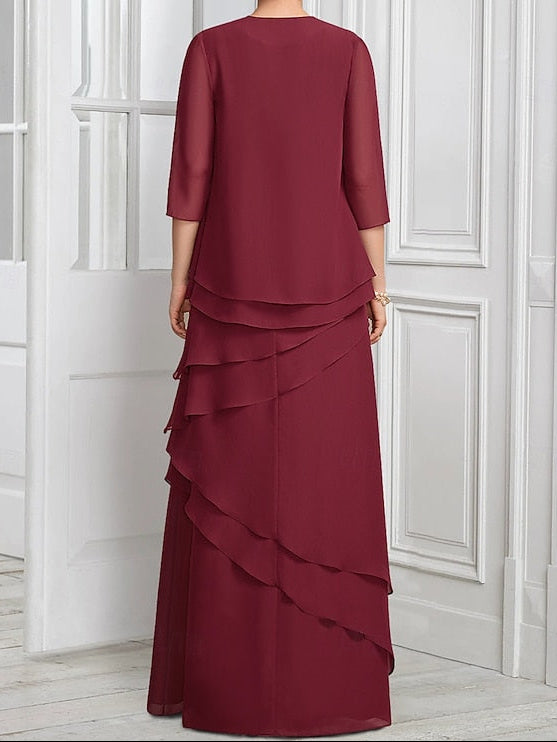 Formal Piece A-Line Elegant Two Bride Suit the of Mother Dress