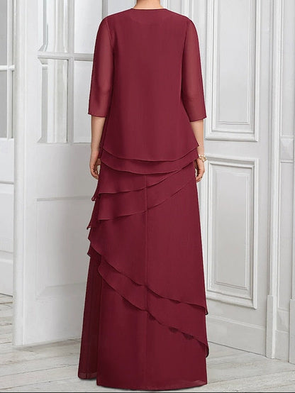 Formal Piece A-Line Elegant Two Bride Suit the of Mother Dress