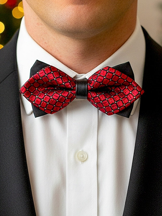 Men's Pattern Tie with Geometric Bow Christmas