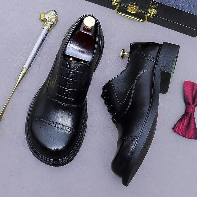 Toe Oxford Leather First Shoes- Cap Men's Genuine