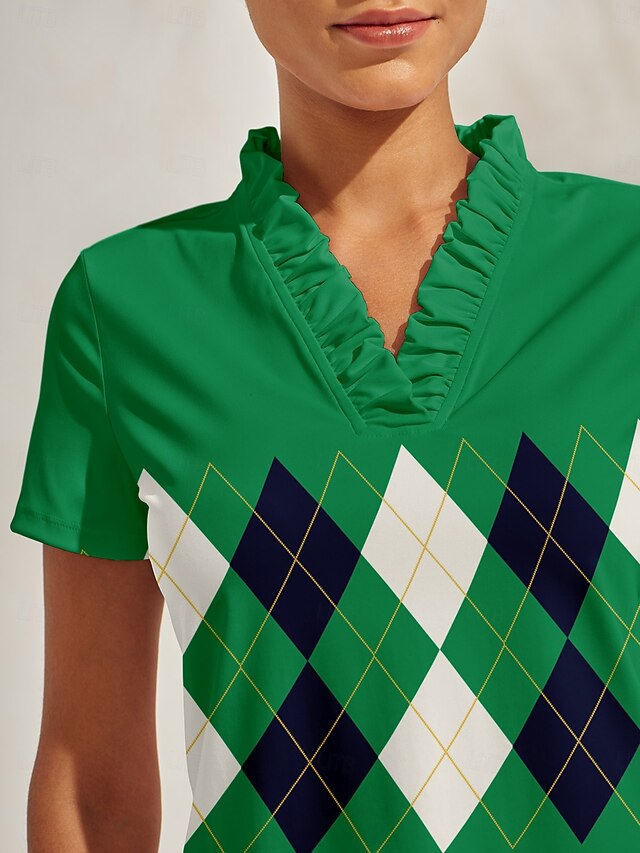 Women's Golf Polo Shirt Green Short Sleeve Top Ladies Golf