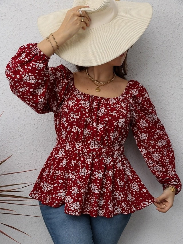 Women's Blouse Print Floral Bohemia Vacation Stylish Long