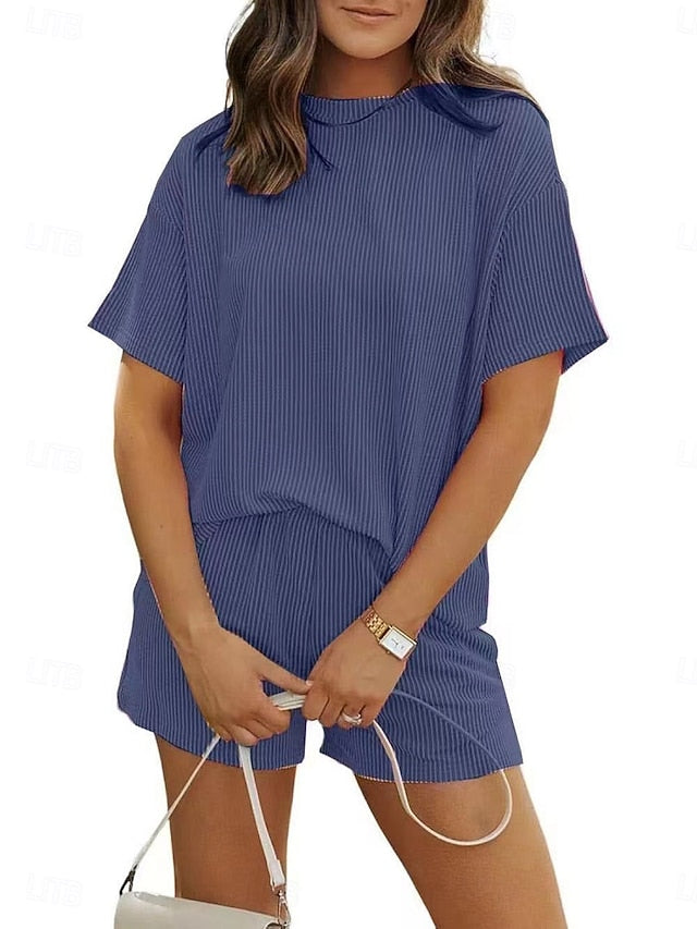 Women's Shorts Sets Bolero Top Short Sleeve Round Neck
