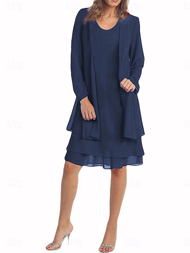 Women's Knee Length Dress Casual Dress Dress Set Chiffon