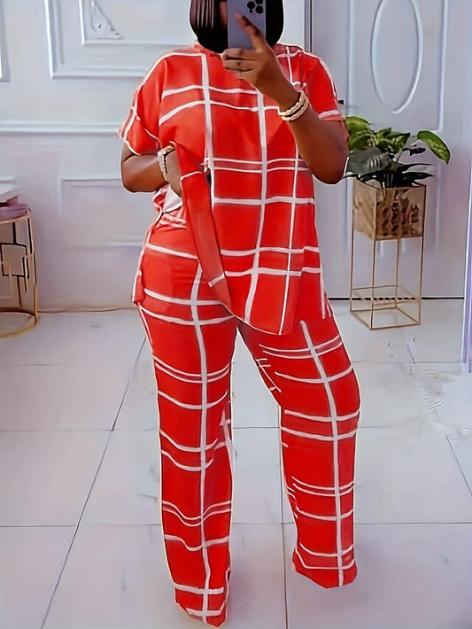 Women's Shirt Pants Sets Pants Trousers Short Sleeve Round
