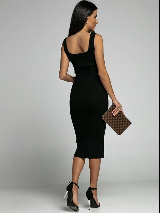 Women's Midi Dress Black Dress Cocktail Dress Formal