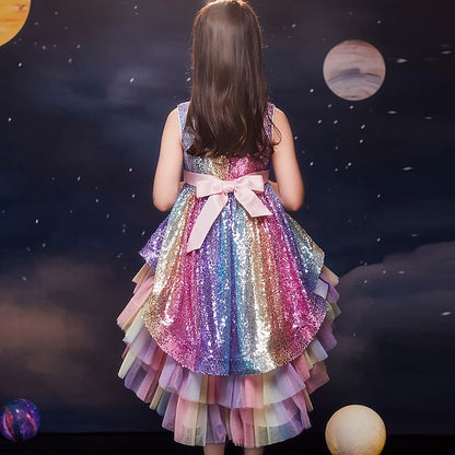 Sleeveless Dress Sequin Kids Wedding Party colour Girls'