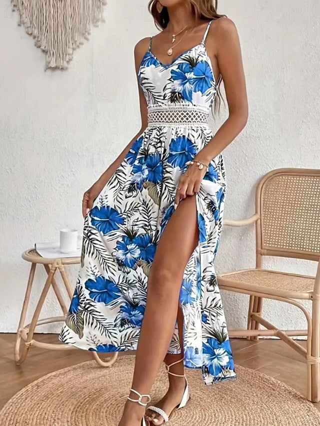 Women's Midi Dress Floral Dress Summer Dress Slip Dress