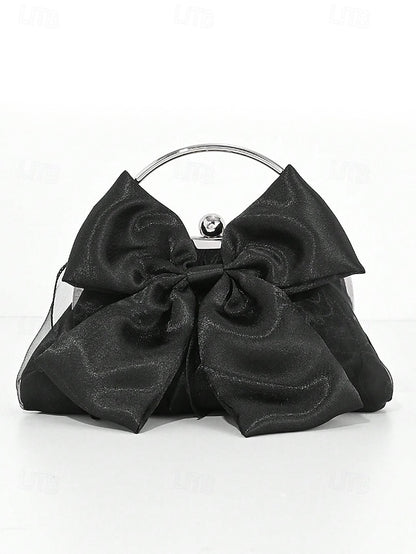 Evening – Bag Women's Elegant Bow Satin Pearl Clutch