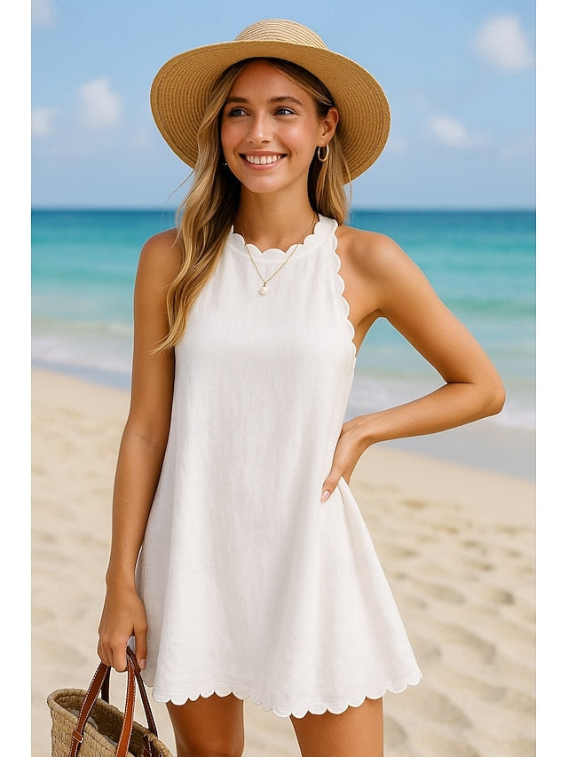 Women's Mini Dress White Dress Graduation Dress Elegant