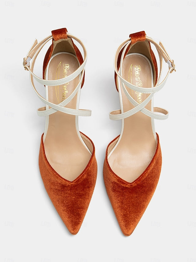 Chic Women's Two-Tone - Ankle Suede Strap Heels Elegant