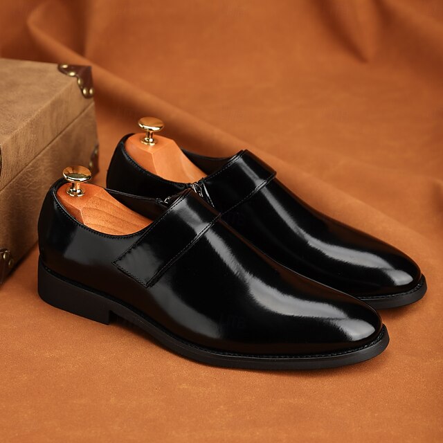 Leather Business Shoes Men's Slip-On Loafers Brown