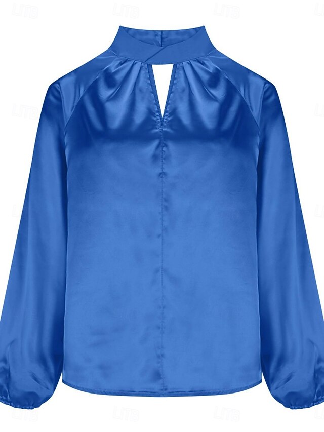 Women's Shirt Satin Shirt Blouse Solid Color Stylish