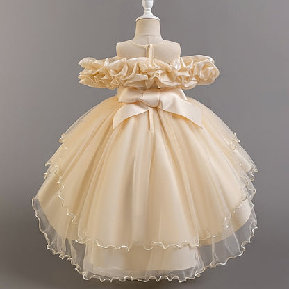 Short Flower Dress Party Kids Sleeve Wedding Girls' Floral