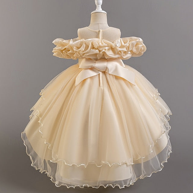 Wedding Short Kids Dress Sleeve Girls' Floral Flower Party