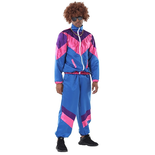 Retro Vintage 1980s Workout Outfits Cosplay Patchwork Fancy