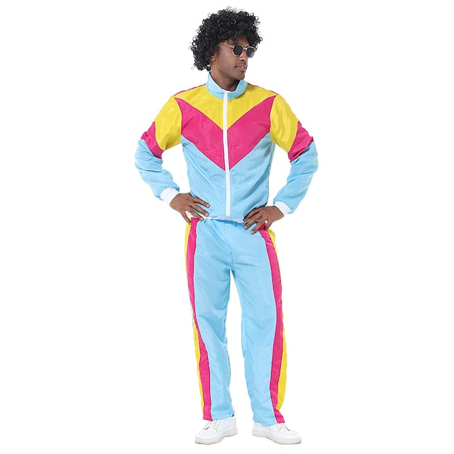 Retro Vintage 1980s Workout Outfits Cosplay Patchwork Fancy
