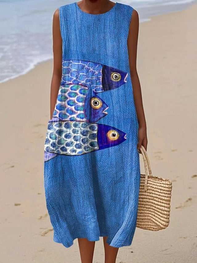 Women's Midi Dress Sundress Shift Dress A Line Dress