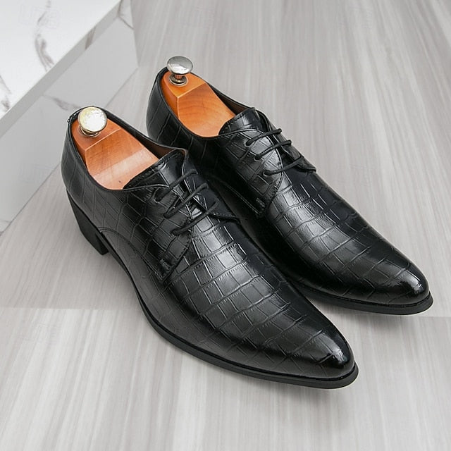 Pattern Red Leather – Crocodile Faux Shoes Men's