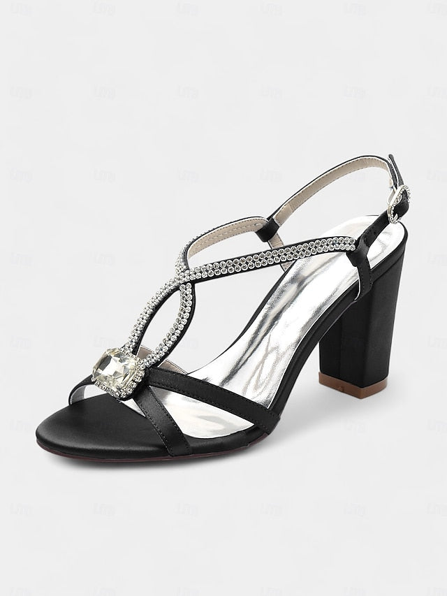 Rhinestone Sandals Blue Royal Satin – Elegant Women's