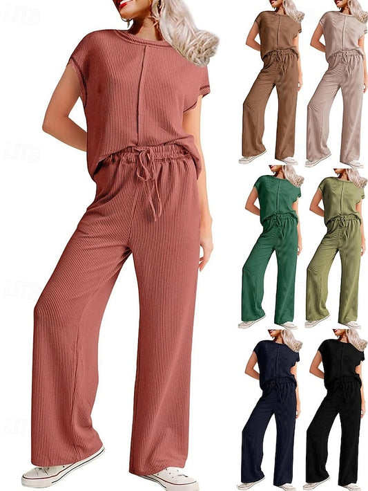 Women's Pants Sets Bolero Top Short Sleeve Crew Neck Plain