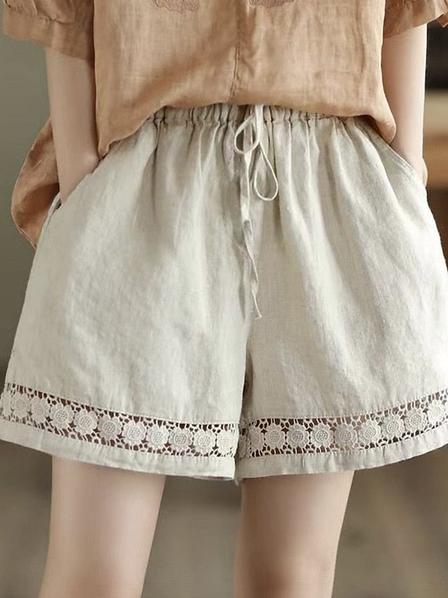 Women's Cotton Linen Shorts Summer Shorts Beach Shorts