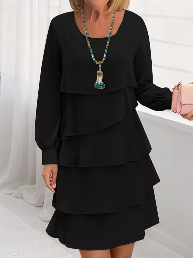 Women's Mini Dress Black Dress Tiered Dress Fashion Modern