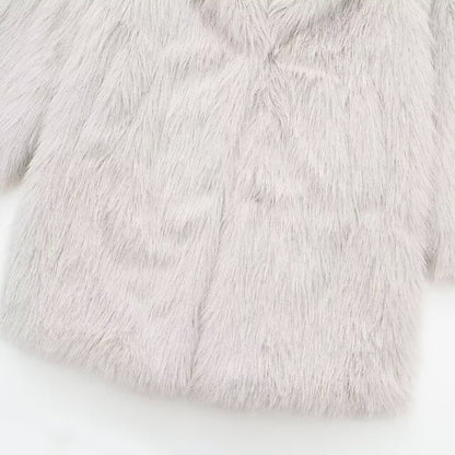 Fur Furs Comfortable Women's Pocket Warm Coat Faux