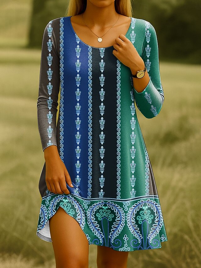 Women's Knee Length Dress Knit Dress Casual Dress T Shirt