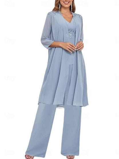 Piece Wedding the Guest V 3 Elegant Dress Mother of Simple Bride