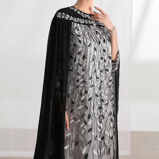 A-Line Dress Cape Neck of Mother Crew Elegant the Bride