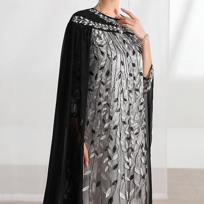 A-Line Dress Cape Neck of Mother Crew Elegant the Bride