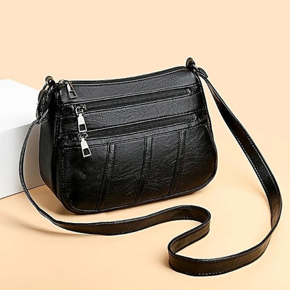 Faux Crossbody Black Bag Stylish Leather – Women's