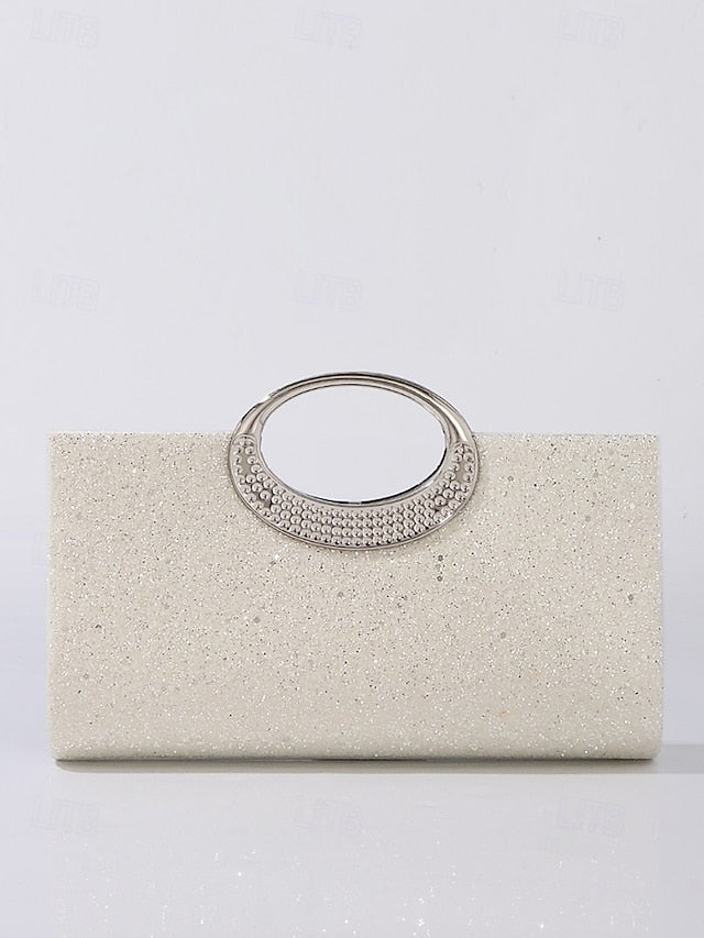 Evening Women's Gold Bag Clutch with Silver Glitter
