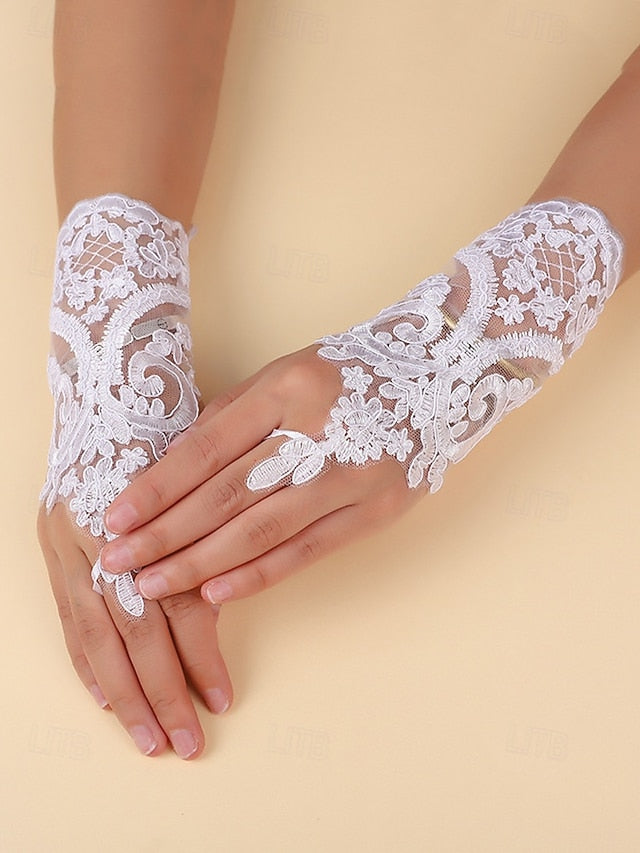 Gloves Fingerless Vintage Bridal Elegant – White Lace Wedding