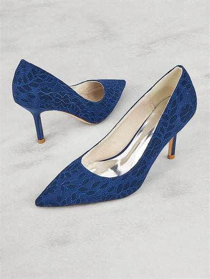 Women's Lace-Embroidered - Pointed-Toe Heels Stiletto